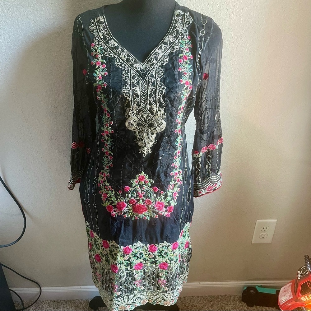Embroidered Black and Pink kameez (Shirt)